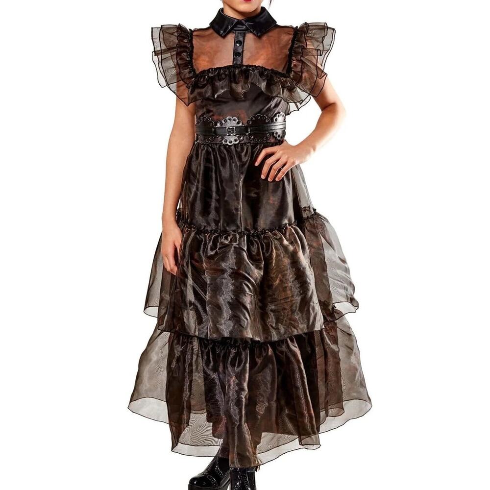 Wednesday Addams Rave'n Dance Costume Dress Nevermore Academy Black Girls Large